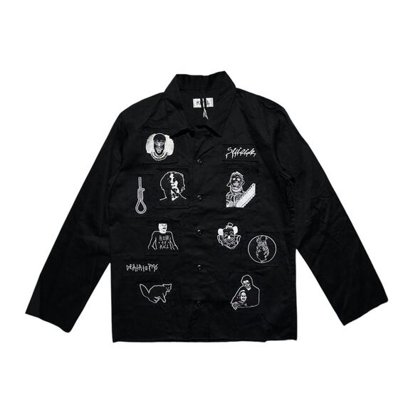 $675 graphic patchwork button down - Picture 1 of 3